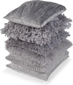 FLUFFY - Sierkussen Unikleur 45x45 Cm - Micro Chip - Lichtgrijs - Inclusief Binnenvulling -Dutch Decor 1033x1200 2