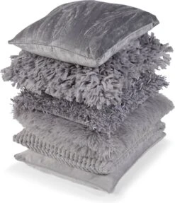 ROME - Kussenhoes Uni 45x45 Cm - Micro Chip - Grijs - Exclusief Binnenkussen -Dutch Decor 1033x1200