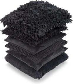 FLUFFY - Kussenhoes Unikleur 45x45 Cm - Charcoal Gray - Antraciet - Exclusief Binnenkussen -Dutch Decor 1045x1200