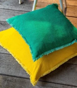 BURTO - Sierkussen Van Gewassen Katoen Lemon 45x45 Cm - Geel - Inclusief Binnenkussen -Dutch Decor 1055x1200 1