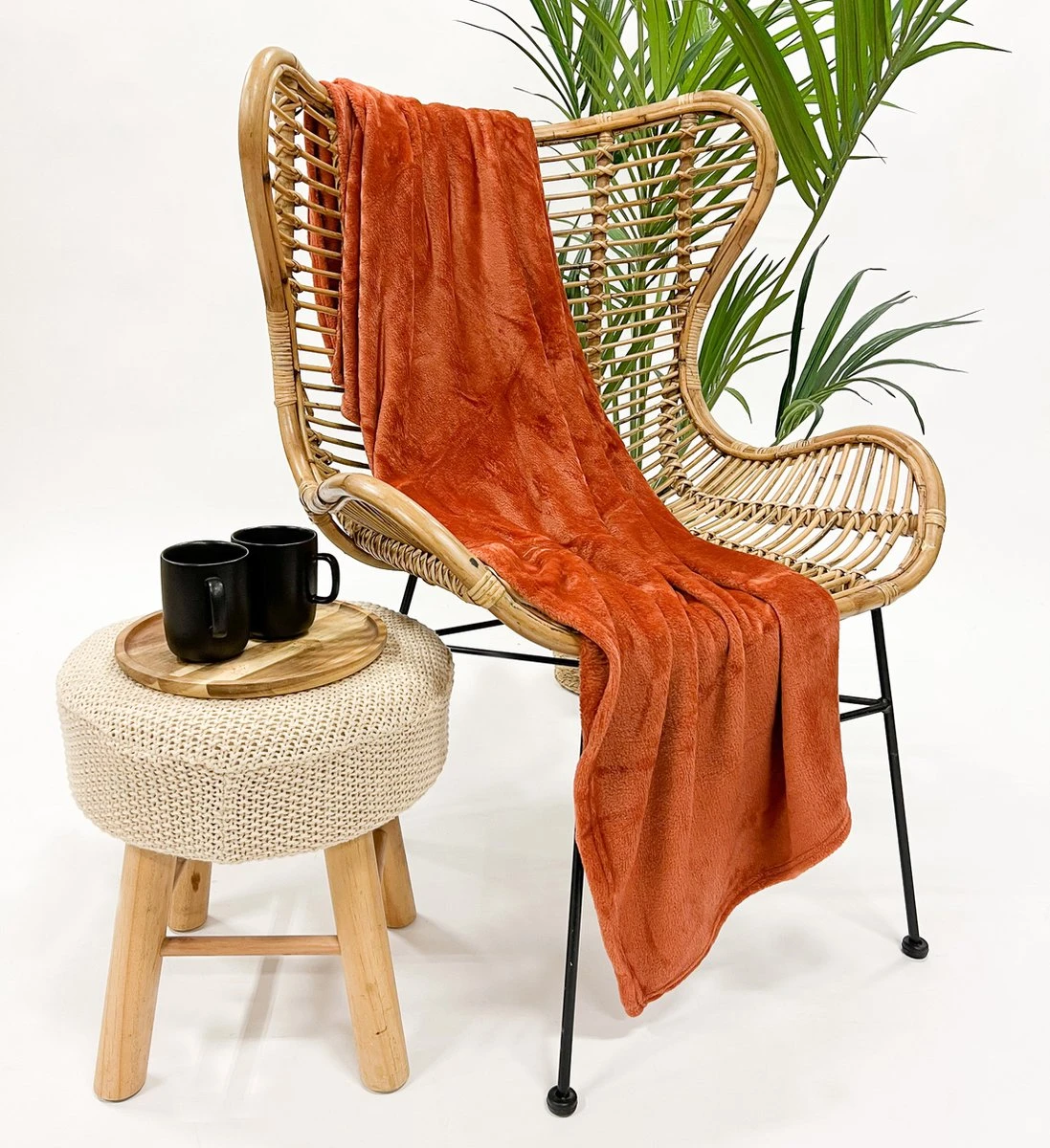 Dutch Decor - SIDNEY - Plaid 140x180 Cm Potters Clay - Oranje - 100% Polyester - Deken 2 Dutch Decor - SIDNEY - Plaid 140x180 Cm Potters Clay - Oranje - 100% Polyester - Deken - Afbeelding 2