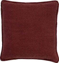 BOWIE - Sierkussen Van Gewassen Katoen Merlot 45x45 Cm - Rood - Inclusief Binnenvulling
