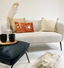 Set Van 4 Kussens - Oranje - Beige - AVA - AVA - OTIS - LEWIS - Inclusief Vulling