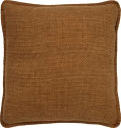 BOWIE - Kussenhoes Gewassen Katoen 45x45 Cm - Tobacco Brown - Bruin - Exclusief Binnenkussen