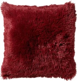 FLUFFY - Kussenhoes Unikleur 45x45 Cm - Merlot - Rood - Exclusief Binnenkussen