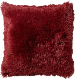 FLUFFY - Kussenhoes Unikleur 60x60 Cm - Merlot - Rood - Exclusief Binnenkussen