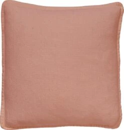 BOWIE - Sierkussen Van Gewassen Katoen Muted Clay 45x45 Cm - Roze - Inclusief Binnenkussen