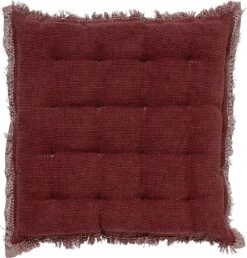 Dutch Decor - BURTO - Stoelkussen Van Gewassen Katoen Merlot 40x40 Cm - Rood - Zitkussen
