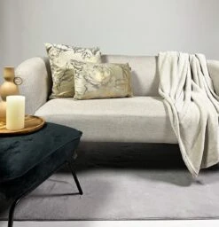 VOORDEELSET - Ice Ice Baby - Sierkussen Avery 45x45 Cm- Sierkussen Ava 30x50 Cm - Plaid Charlie - Pumice Stone - Set Van 3 Stuks - Inclusief Binnenvulling -Dutch Decor 1158x1200 2