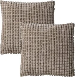 Set Van 2- Dutch Decor ROME- Sierkussens Unikleur Pumice Stone 45x45 Cm - Beige
