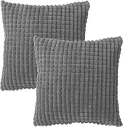 Set Van 2- Dutch Decor ROME- Kussenhoezen Unikleur Charcoal Grey 45x45 Cm - Grijs
