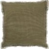 BURTO - Kussenhoes Van Gewassen Katoen Olijf 45x45 Cm - Groen - Exclusief Binnenkussen
