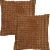 Set Van 2- Dutch Decor ROME- Sierkussens Unikleur Tobacco Brown 45x45 Cm - Bruin