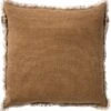 BURTO - Kussenhoes Van Gewassen Katoen Tobacco Brown 60x60 Cm - Bruin - Exclusief Binnenkussen