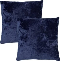 Set Van 2 Kussenhoezen - Dutch Decor SKY - 45x45 Cm - Velvet - Insignia Blue - Donkerblauw - Unikleur