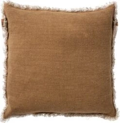BURTO - Kussenhoes Van Gewassen Katoen Tobacco Brown 60x60 Cm - Bruin - Exclusief Binnenkussen