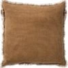 BURTO - Sierkussen Van Gewassen Katoen Tobacco Brown 45x45 Cm - Bruin - Inclusief Binnenvulling