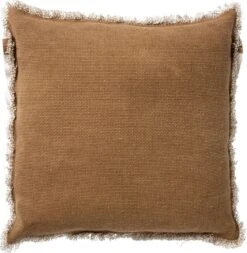 BURTO - Sierkussen Van Gewassen Katoen Tobacco Brown 45x45 Cm - Bruin - Inclusief Binnenvulling