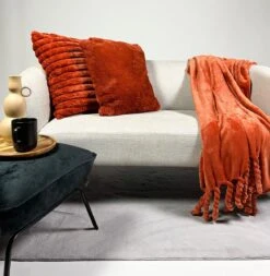 VOORDEELSET - Modern Aesthetics - Sierkussen Hazel 50x50 Cm - Sierkussen Zaya 45x45 Cm - Plaid Florijn Potters Clay - Set Van 3 Stuks - Inclusief Binnenkussen -Dutch Decor 1170x1200 8