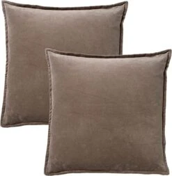 Set Van 2 Kussenhoezen - Dutch Decor CAITH - 50x50 Cm - Velvet - Driftwood - Taupe - Unikleur -Dutch Decor 1171x1200