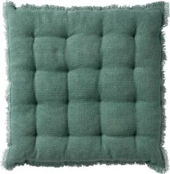Dutch Decor - BURTO - Stoelkussen Van Gewassen Katoen Jadeite 40x40 Cm - Groen - Zitkussen