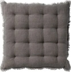 Dutch Decor - BURTO - Stoelkussen Van Gewassen Katoen Driftwood 40x40 Cm - Taupe - Zitkussen