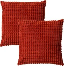 Set Van 2- Dutch Decor ROME- Kussenhoezen Unikleur Potters Clay 45x45 Cm - Oranje