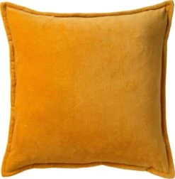 CAITH - Sierkussen Velvet 100% Katoen 50x50 Cm - Golden Glow - Geel - Inclusief Binnenvulling