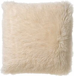 FLUFFY - Kussenhoes Unikleur 60x60 Cm - Snow White - Wit - Exclusief Binnenkussen