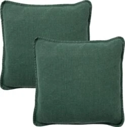 Set Van 2 Kussenhoezen - Dutch Decor BOWIE - 45x45 Cm - Unikleur Katoen - Mountain View - Donkergroen