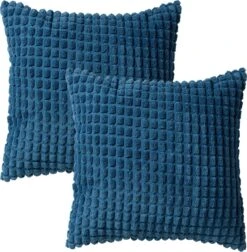 Set Van 2- Dutch Decor ROME - Sierkussens Unikleur Insignia Blue 45x45 Cm - Blauw