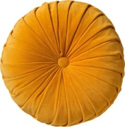 Dutch Decor - KAJA - Sierkussen Rond Velvet 40 Cm - Golden Glow - Geel