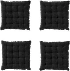 Set Van 4 - Dutch Decor BURTO - Stoelkussen Van Gewassen Katoen Raven 40x40 Cm - Zwart - Zitkussen -Dutch Decor 1179x1200 10