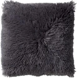 FLUFFY - Sierkussen Unikleur 60x60 Cm - Charcoal Gray - Antraciet - Inclusief Binnenvulling