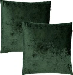 Set Van 2 Kussenhoezen - Dutch Decor SKY - 45x45 Cm - Velvet - Mountain View - Donkergroen - Unikleur