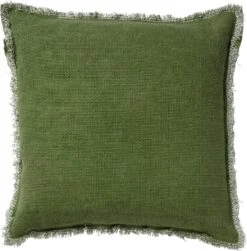 BURTO - Kussenhoes Van Gewassen Katoen Calliste Green 45x45 Cm - Groen - Met Rits