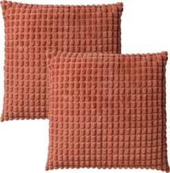 Set Van 2- Dutch Decor ROME- Kussenhoezen Unikleur Muted Clay 45x45 Cm - Roze