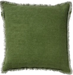 BURTO - Kussenhoes Van Gewassen Katoen Calliste Green 60x60 Cm - Groen - Exclusief Binnenkussen