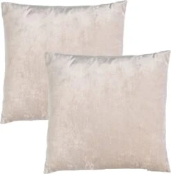 Set Van 2 Sierkussens - Dutch Decor SKY 45x45 Cm - Unikleur Velvet - Pumice Stone - Beige