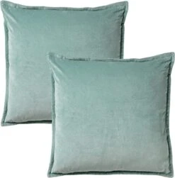 Set Van 2 Kussenhoezen - Dutch Decor CAITH - 50x50 Cm - Velvet - Jadeite - Lichtgroen - Unikleur -Dutch Decor 1181x1200