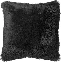FLUFFY - Sierkussen Unikleur 45x45 Cm - Raven - Zwart - Inclusief Binnenvulling