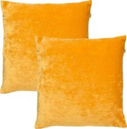 Set Van 2 Sierkussens - Dutch Decor SKY 45x45 Cm - Unikleur Velvet - Golden Glow - Geel