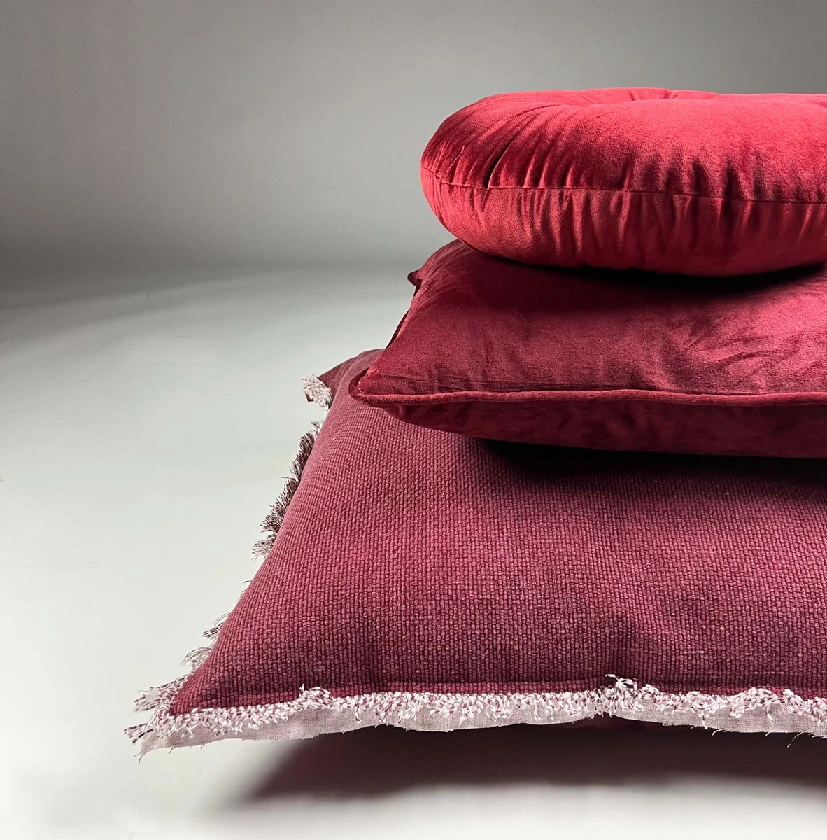 BURTO - Kussenhoes Van Gewassen Katoen Merlot 60x60 Cm - Rood - Exclusief Binnenkussen 5 BURTO - Kussenhoes Van Gewassen Katoen Merlot 60x60 Cm - Rood - Exclusief Binnenkussen - Afbeelding 5