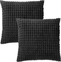 Set Van 2- Dutch Decor ROME - Sierkussens Unikleur Raven 45x45 Cm - Zwart