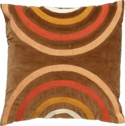 RODY - Kussenhoes Velvet - 45x45 Cm - Tobacco Brown - Bruin - Retro Dessin - Exclusief Binnenkussen