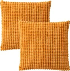 Set Van 2- Dutch Decor ROME - Sierkussens Unikleur Golden Glow 45x45 Cm - Geel
