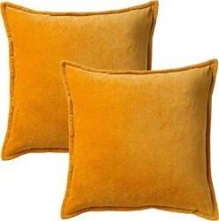 Set Van 2 Kussenhoezen - Dutch Decor CAITH - 50x50 Cm - Velvet - Golden Glow - Geel - Unikleur -Dutch Decor 1185x1200 2
