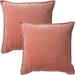 Set Van 2 Kussenhoezen - Dutch Decor CAITH - 50x50 Cm - Velvet - Muted Clay - Roze - Unikleur -Dutch Decor 1186x1200 4