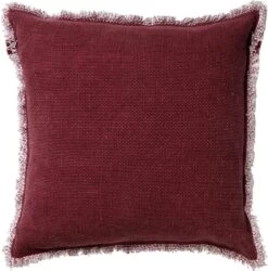 BURTO - Kussenhoes Van Gewassen Katoen Merlot 60x60 Cm - Rood - Exclusief Binnenkussen