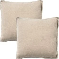 Set Van 2 Kussenhoezen - Dutch Decor BOWIE - 45x45 Cm - Unikleur Katoen - Pumice Stone - Beige